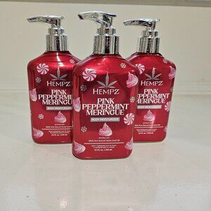 3 Pump Bottles - HEMPZ Pink Peppermint Meringue Body Moisturizer - NEW!!!